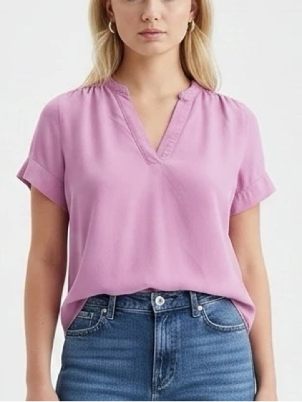 J. Crew Pink Purple Short Sleeve Blouse